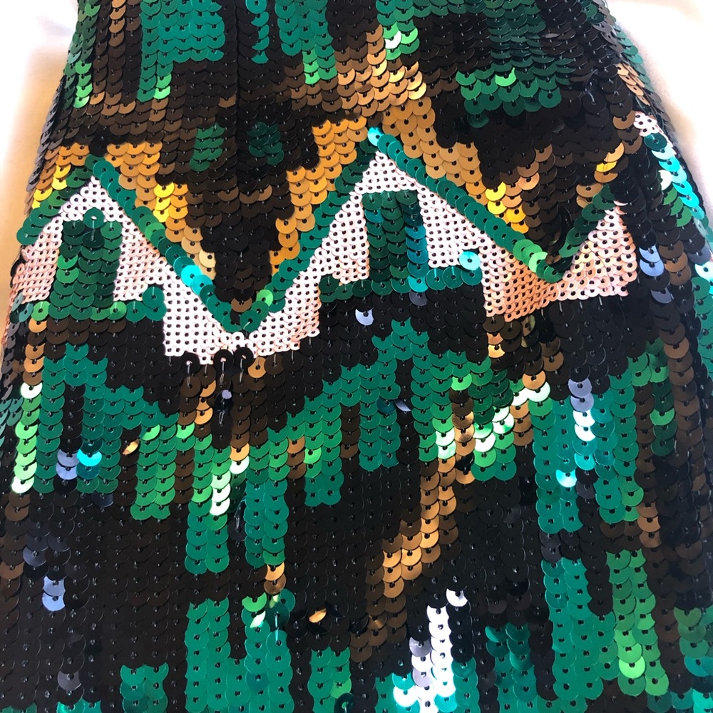 H&M Divided Green Sequin Mini Skirt and top